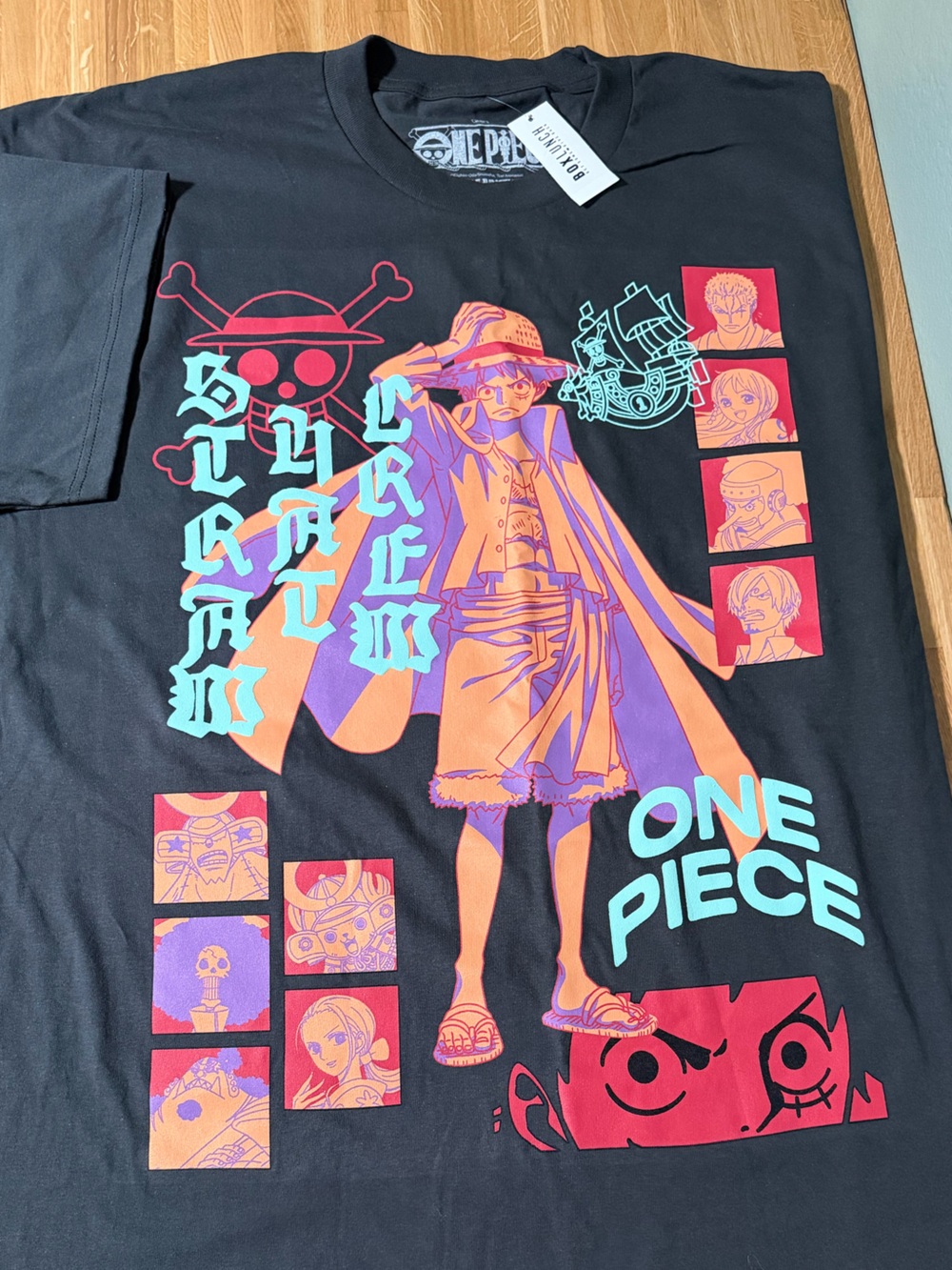 Onepiece Graphic Tee  - Black with Neon Print